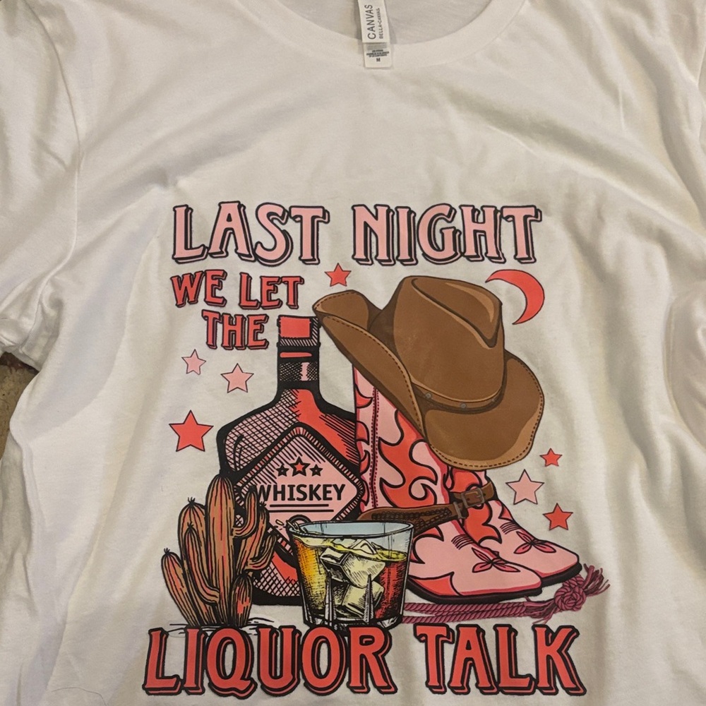 Bella Canvas White Tee with Pink and Brown Graphic